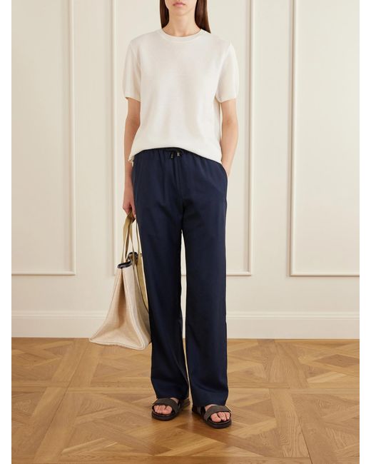 God's True Cashmere Blue Soul Cashmere Straight-Leg Pants