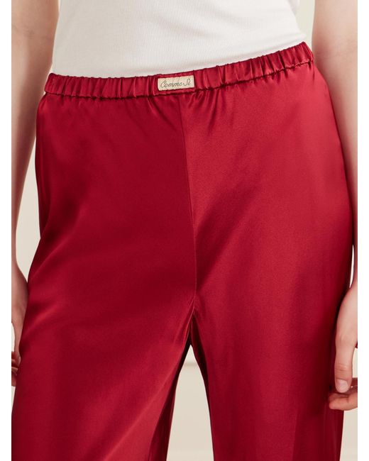 Comme Si Red Silk-Bias Pants