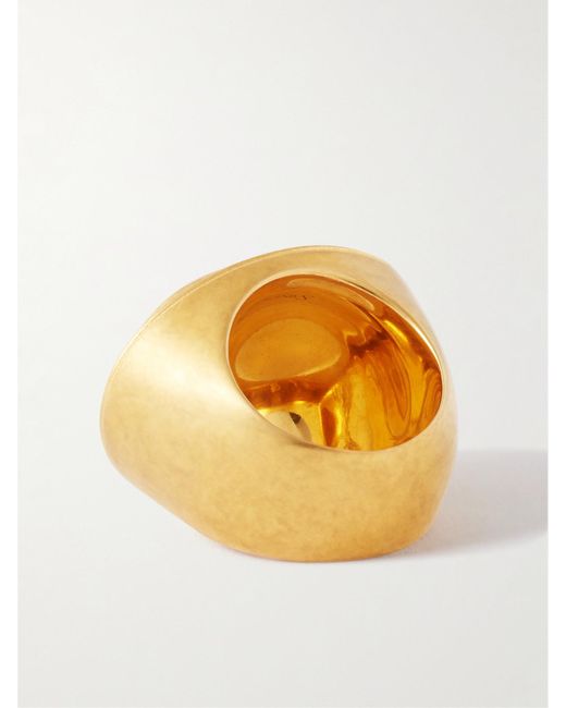 Saint Laurent Red Goldfarbener Ring Mit Achat