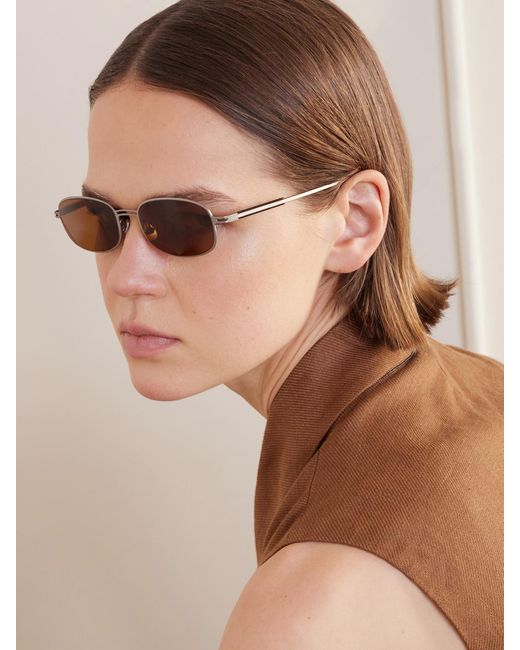 Brunello Cucinelli Metallic Square-Frame-Tone And Acetate Sunglasses