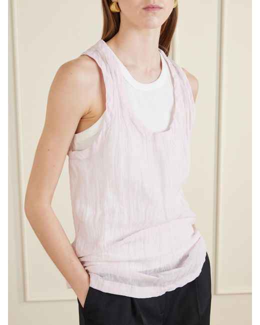 Totême White Crinkled Cotton-Blend Gauze Tank