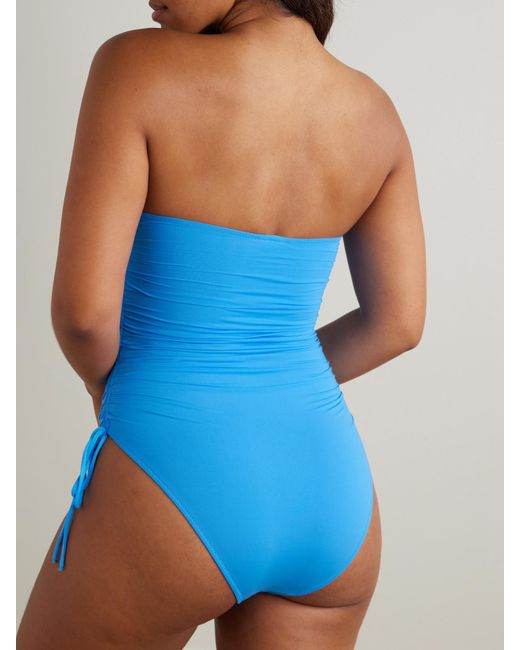 Melissa Odabash Blue Sydney Strapless Ruched Swimsuit