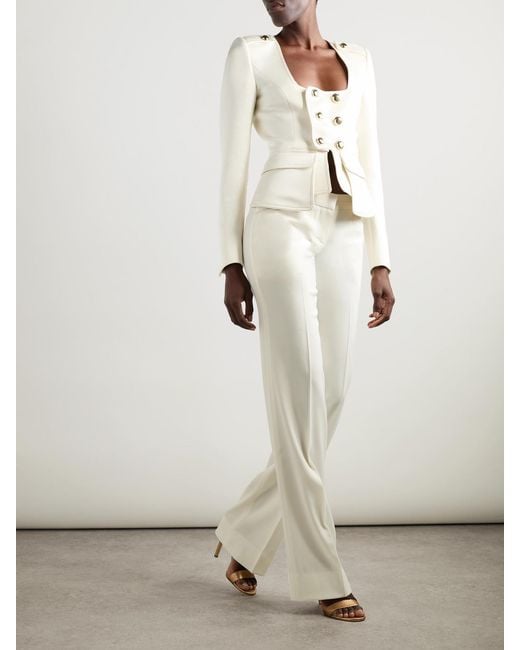 Tom Ford Natural Cropped Wool-Blend Faille Jacket