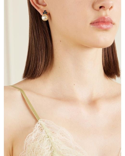 Jennifer Behr White Belen-Tone, Sapphire And Pearl Earrings