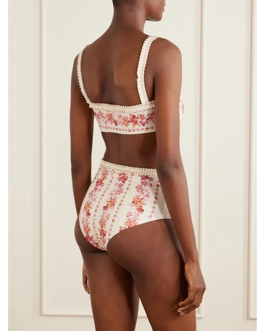 Agua Bendita Pink Olmo Cauca Floral-Print Bikini Top