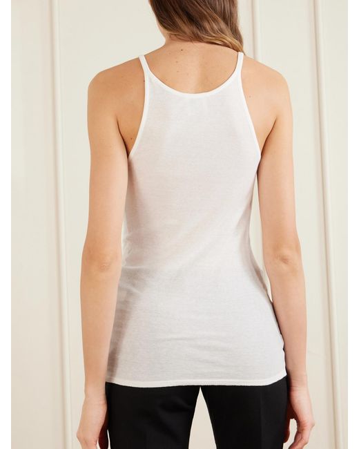 Calvin Klein White Alicia Cotton-Blend Jersey Tank Top