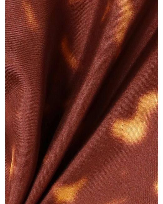 Dries Van Noten Red Mini-Hemdblusenkleid Aus Bedrucktem Seiden-Twill Mit Bindegürtel