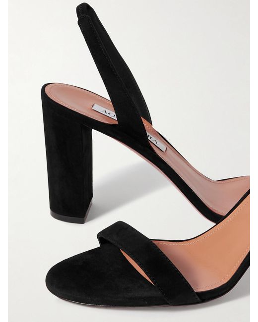 Aquazzura Metallic So Nude 85 Suede Slingback Sandals