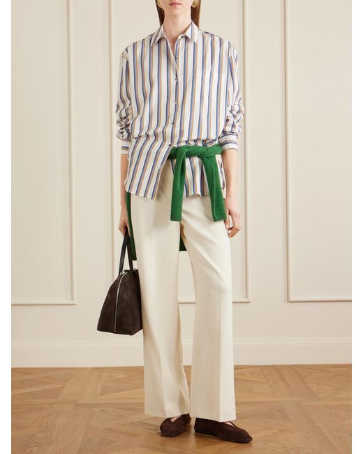 Leset White Yoshi Striped Cotton-Blend Poplin Shirt