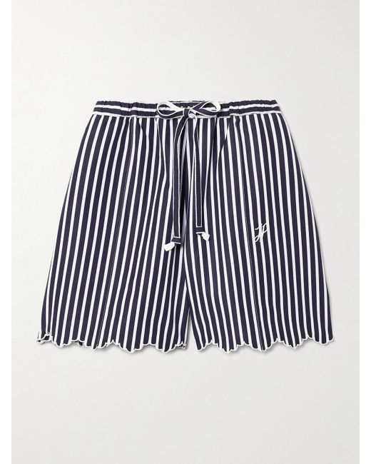 Patou Black Shorts Aus Gestreifter Baumwollpopeline Mit Stickerei