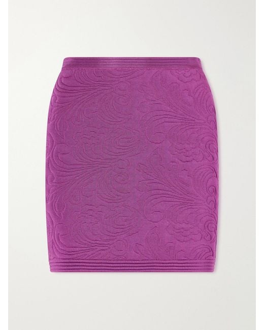 Valentino Garavani Purple Jacquard-Knit Mini Skirt