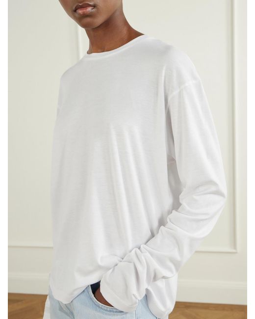 Totême  White Lyocell And Cotton-Blend Jersey T-Shirt