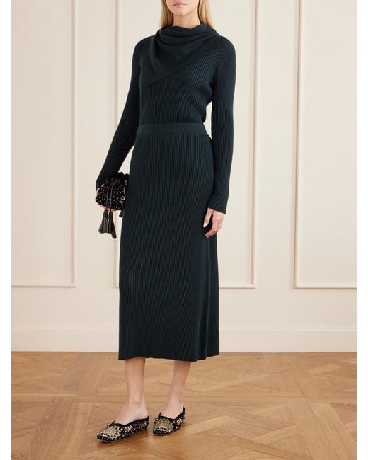 Zimmermann Blue Valiant Knit Wool Midi Skirt