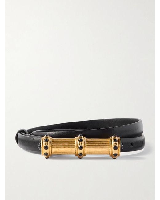 Tom Ford Black Embellished Leather Belt