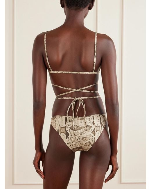 Gucci White Snake-Print Bikini