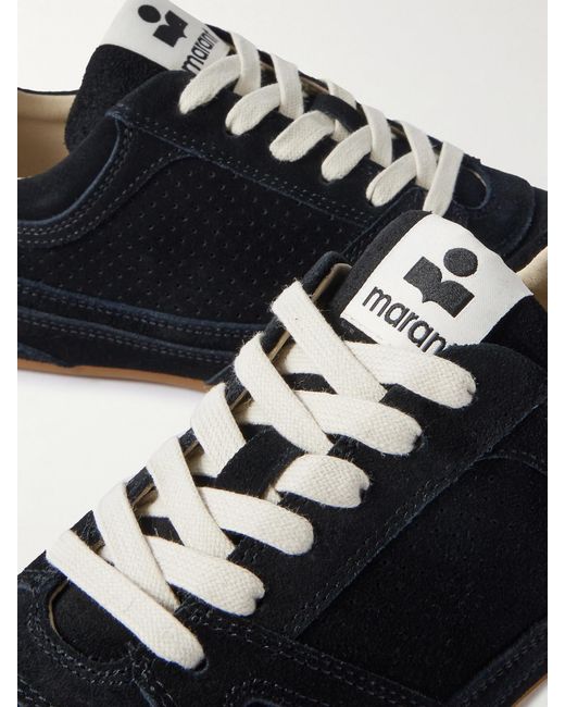 Isabel Marant Blue Senny Perforated Suede Sneakers