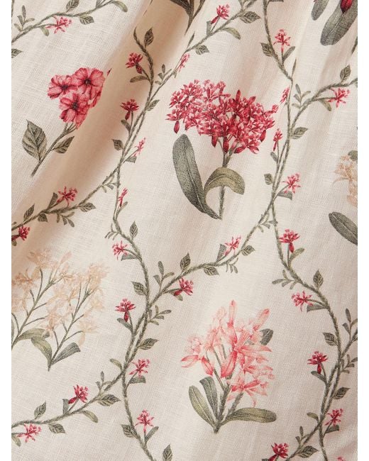 Agua Bendita Natural Barbara Orquidea Minikleid Aus Leinen Mit Blumenprint Und Verzierungen
