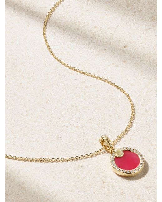 David Yurman Natural Petite Elements Kette Aus 18 Karat Mit Rhodonit Und Diamanten