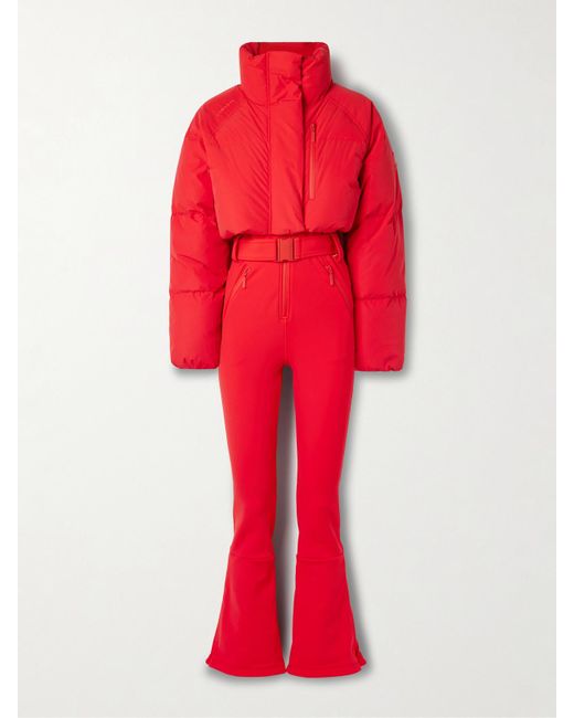 CORDOVA Red Myoko Belted Quilted Padded Down Ski Suit