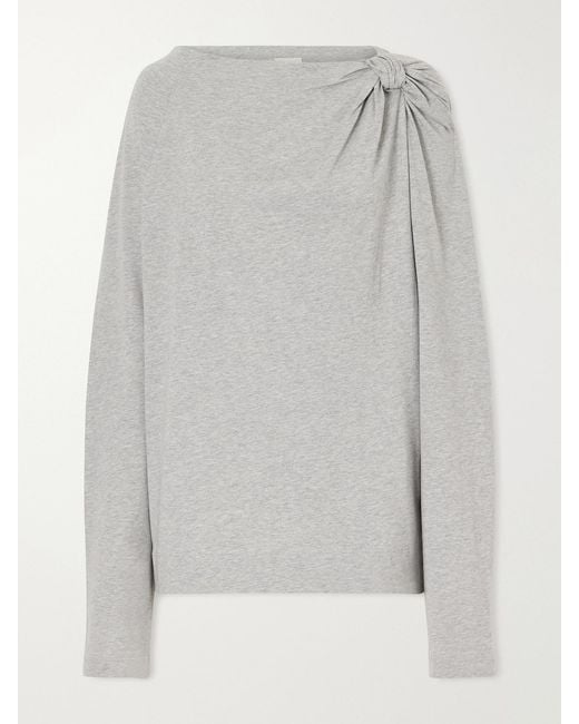 Dries Van Noten Gray Gathered Cotton-Jersey T-Shirt