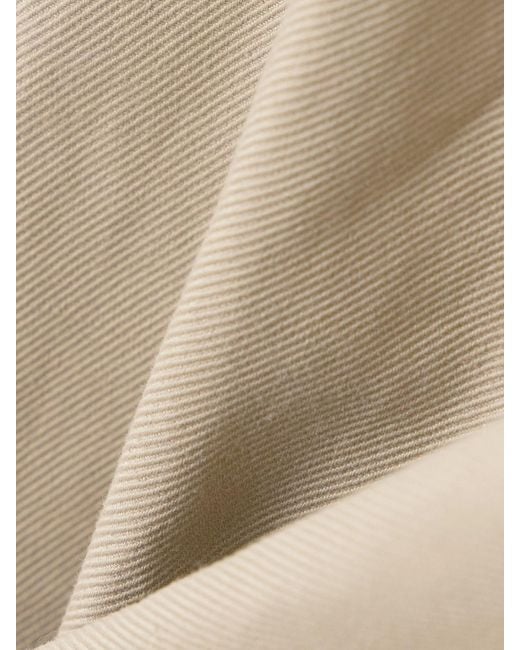 Brunello Cucinelli Natural Verkürzte Hose Mit Geradem Bein Aus Twill Aus Einer Baumwoll-Leinenmischung Mit Zierperlen