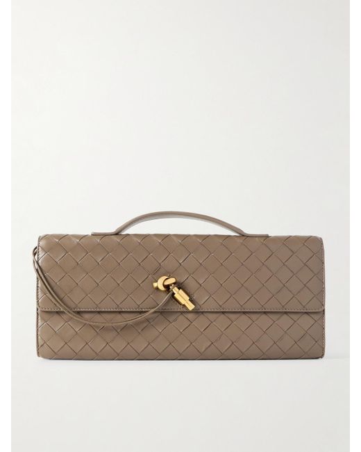 Bottega Veneta Brown Long Andiamo Clutch Aus Intrecciato-Leder