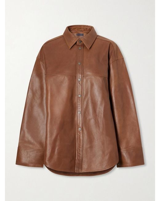 Haikure Brown Victoria Leather Shirt