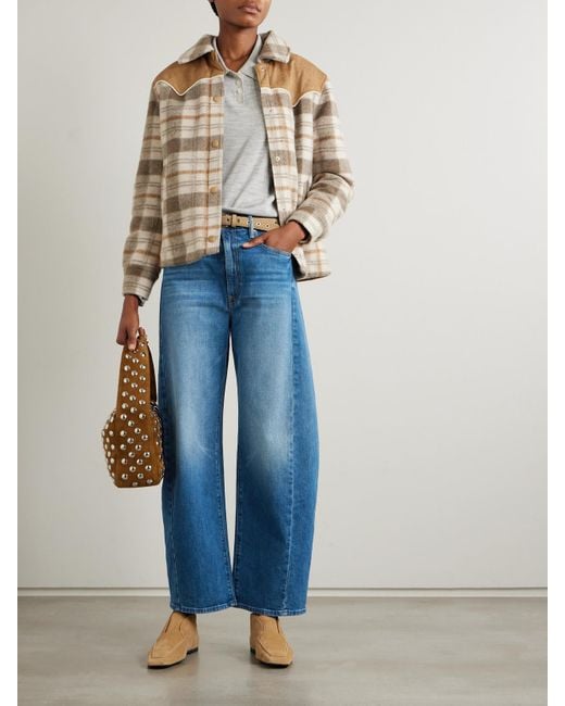 Mother Blue The Full-Pipe Flood High-Rise Barrel-Leg Jeans