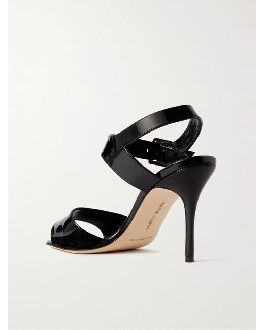 Manolo Blahnik Black Fairu 90 Patent-Leather Sandals