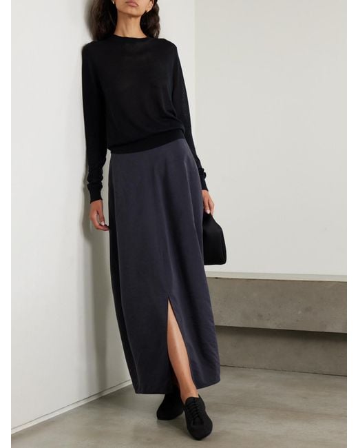 Totême  Blue Parachute Silk-Blend Maxi Skirt