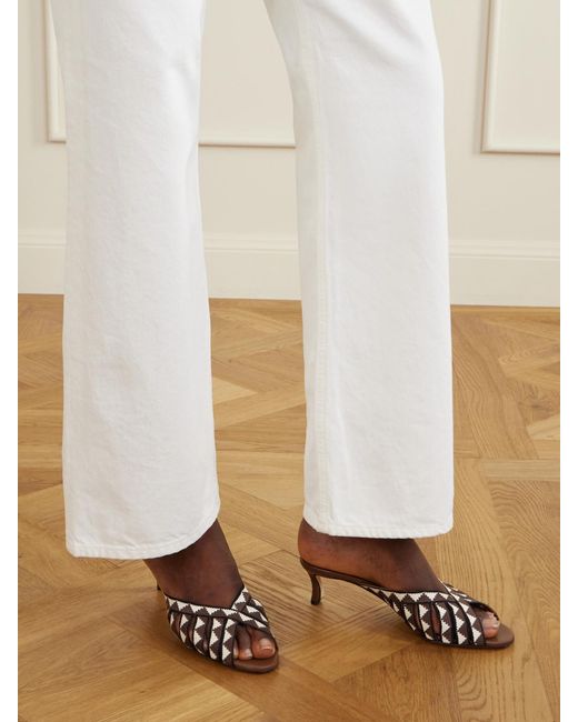 Manolo Blahnik Natural Trofesamu 50 Woven Leather Mules