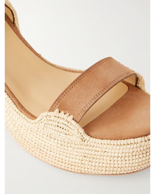 Gabriela Hearst Natural Sardis 100 Raffia-Trimmed Suede Sandals
