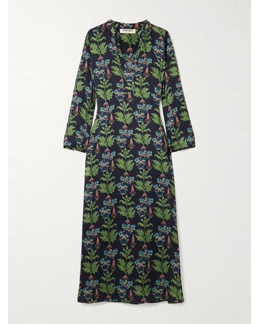 Emporio Sirenuse Green Silk-Satin Kaftan