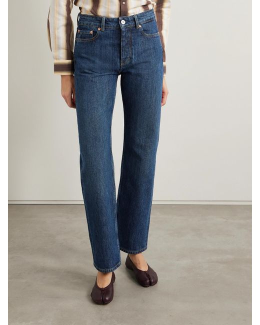 Our Legacy Blue Linear High-Rise Straight-Leg Jeans