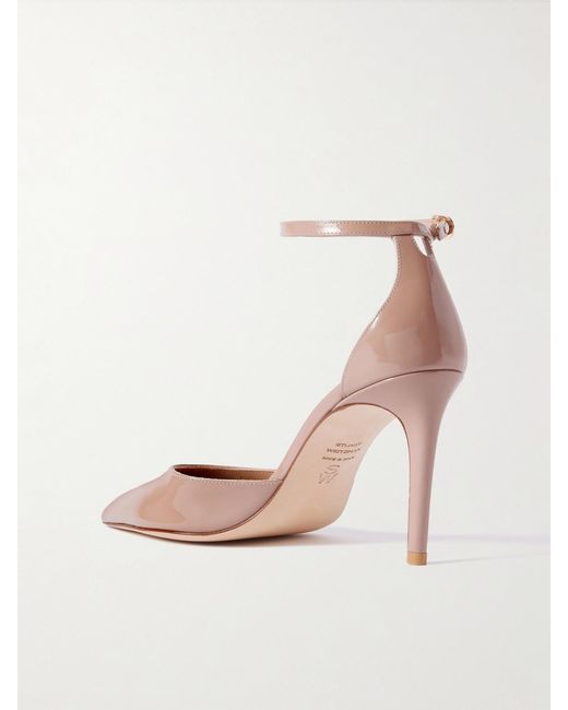 Stuart Weitzman Pink Stuart Power Strap Patent-Leather Pumps