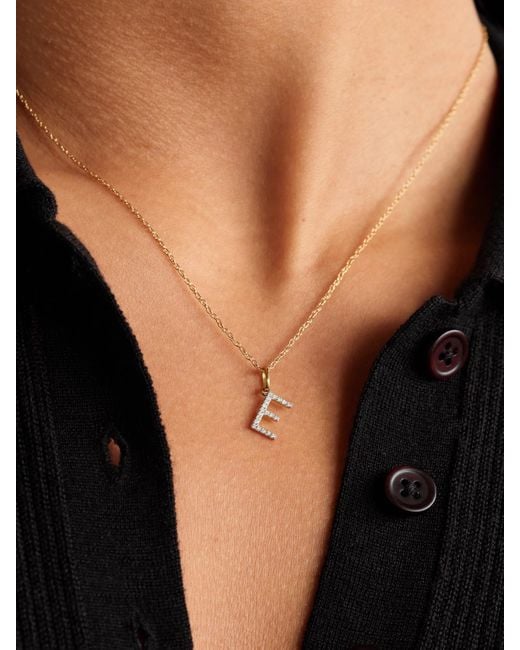 STONE AND STRAND Natural Initial 9-Karat Diamond Necklace