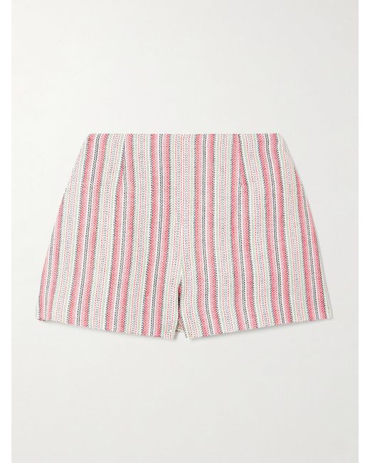 Faithfull The Brand Pink Luda Striped Linen And Cotton-Blend Shorts