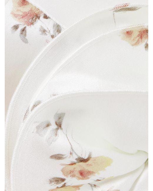 Magda Butrym White Appliquéd Floral-Print Silk Bustier Top