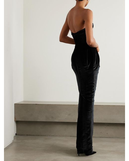 Monot Black Strapless Velvet Gown