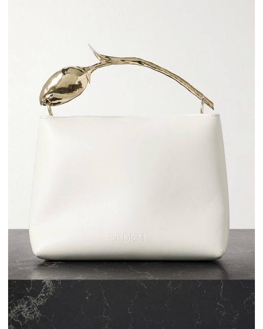 Erdem Gray Bloom Mini Leather Clutch