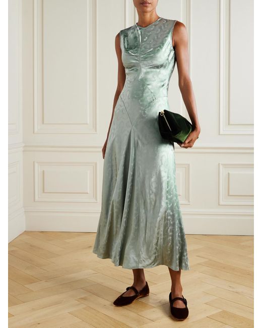 green dress net a porter Sage Midi Dress in Green main image 1