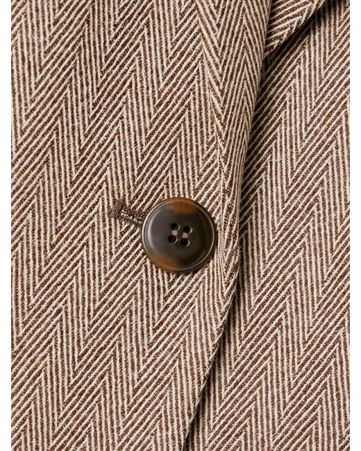 Twp Brown Girl Boy Girl Oversized Herringbone Wool-Blend Blazer