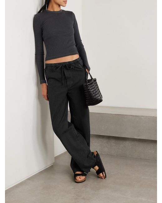 Citizens of Humanity Black Aurora Cotton And Linen-Blend Wide-Leg Pants