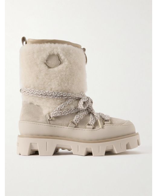 Moncler Natural Peak Apres Shearling-Trimmed Suede Ankle Boots