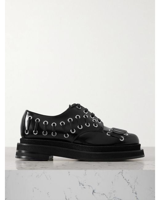 Simone Rocha Black Plateau-Brogues Aus Leder Mit Verzierungen