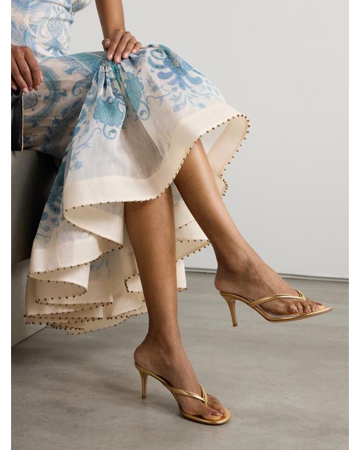 Gianvito Rossi Natural Calypso 70 Metallic Leather Sandals