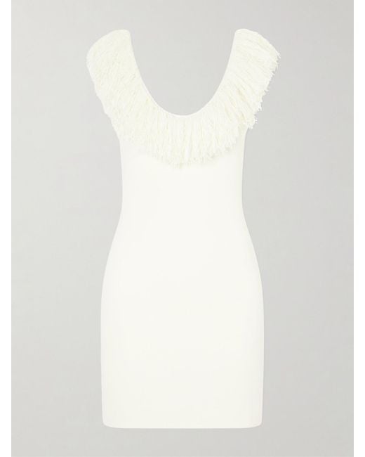 Sir White Marcelline Fringed Stretch-Knit Mini Dress