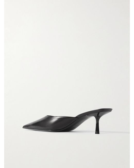Saint Laurent White Barbara Glossed-Leather Mules