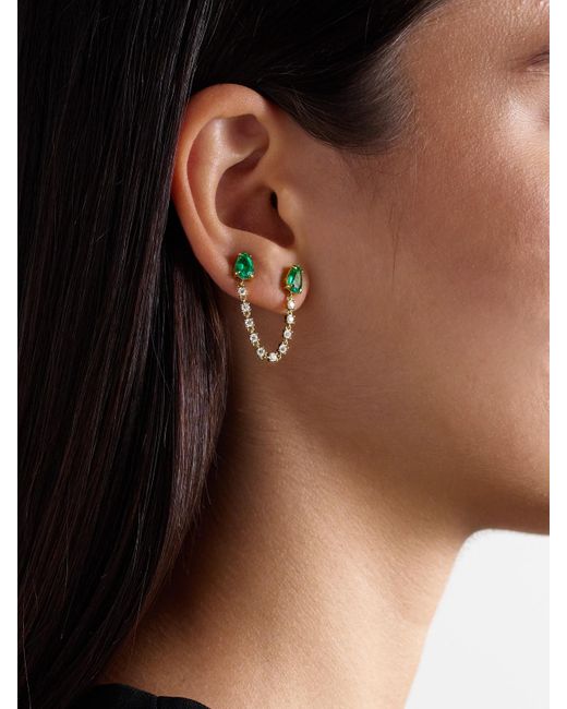 Anita Ko Metallic Loop 18-Karat, Emerald And Diamond Single Earring