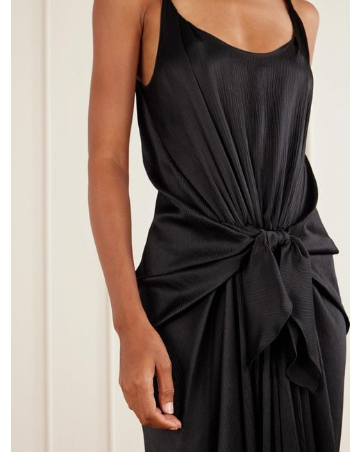 J.W. Anderson Black Tie-Detailed Crinkled-Silk Maxi Dress